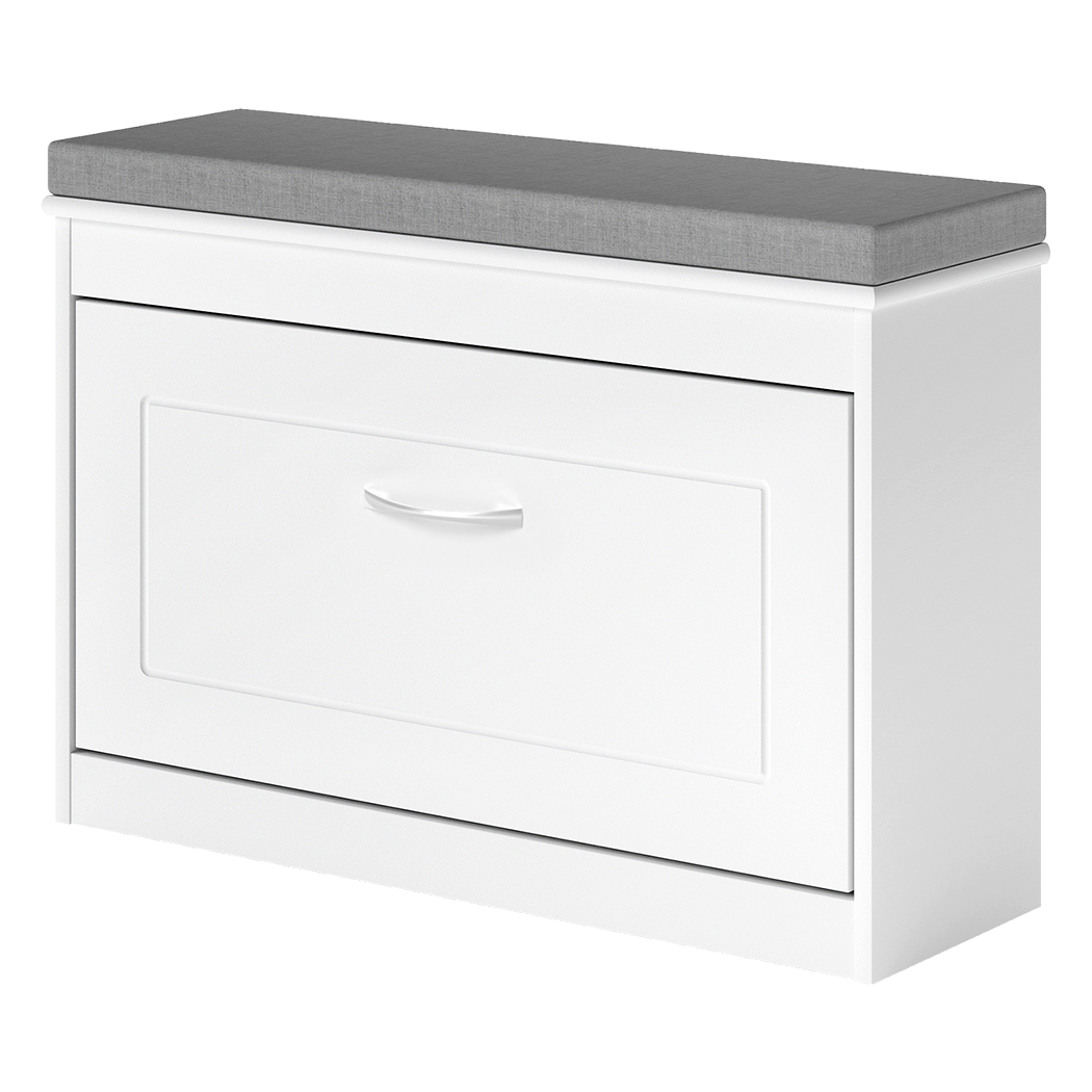 Shoe Rack Storage Bench White 75x24x51cm