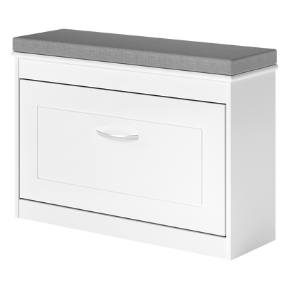 Shoe Rack Storage Bench White 75x24x51cm