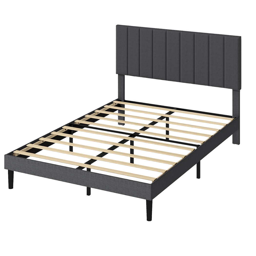 Queen Bed Frame Upholstered Grey 203.5x155x103cm