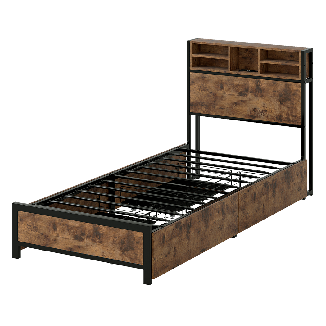 Brown bed frame 208x91x100cm, view 9