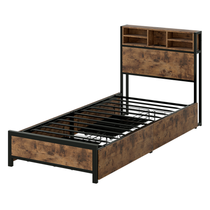 Brown bed frame 208x91x100cm, view 9