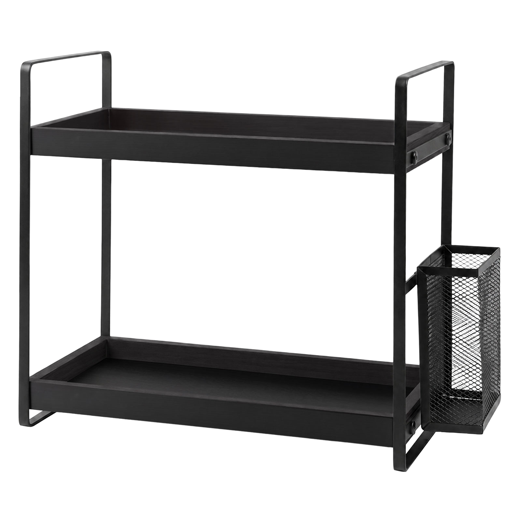 Levede 2 Tier Countertop Organiser Classic Storage Rack Bathroom Kitchen Black