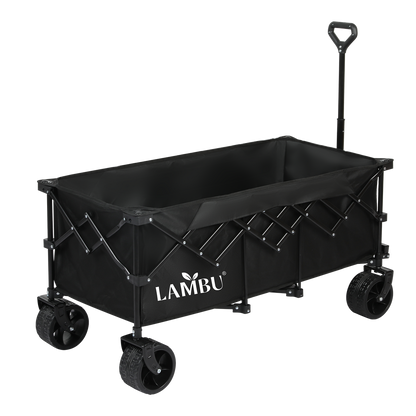 Folding Wagon Cart Black 126x108x61.6cm