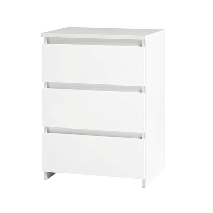 Bedside Table 3 Drawers White 45x35x61cm