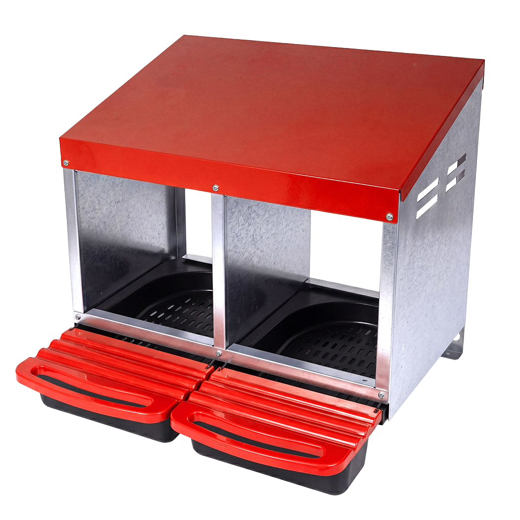 Pawz Chicken Nesting Boxes 2 Hole for Rolling Egg Collectio Inside Outside