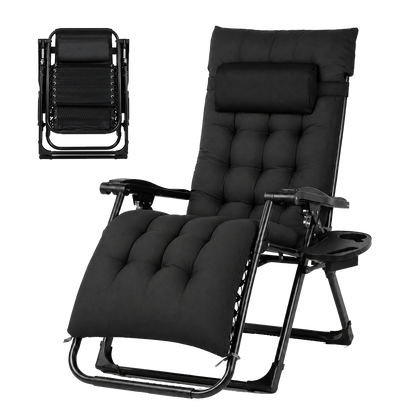 Zero Gravity Lounge Chair Black 175x51x110cm