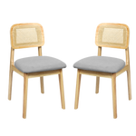 Cozy Dining Chair Wood Rattan Armless Natural x4  High Back Support