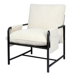 Contemporary Metal Framed Lounge Chair Corduroy in Beige  Classic