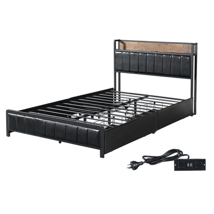 Double Bed Frame Storage Drawer 208x140x101cm