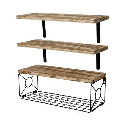 Floating Wall Shelves 3-Piece Paulownia Set | HomeAndLiving - 9
