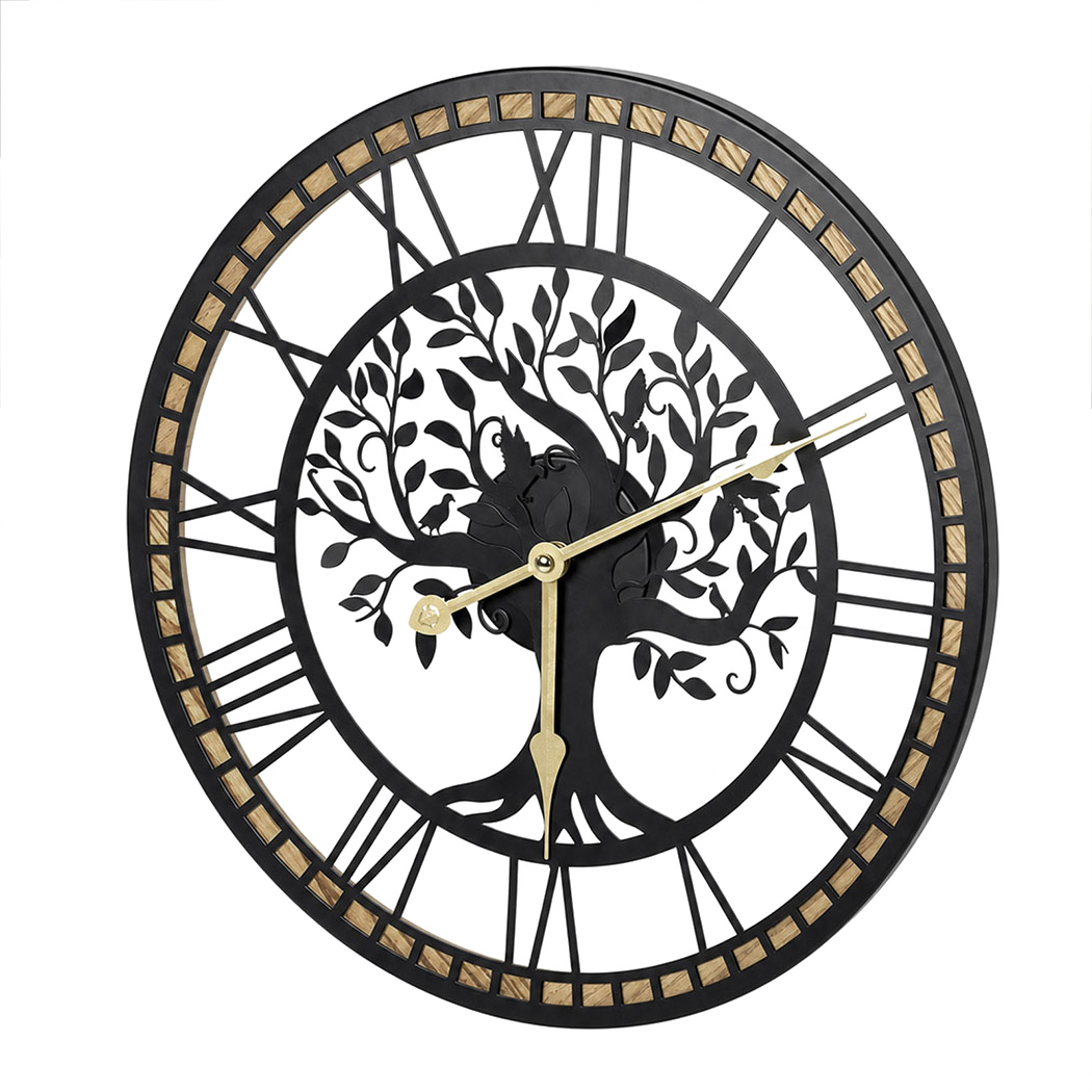 Vintage Tree Wall Clock Black 40x40x2.1cm