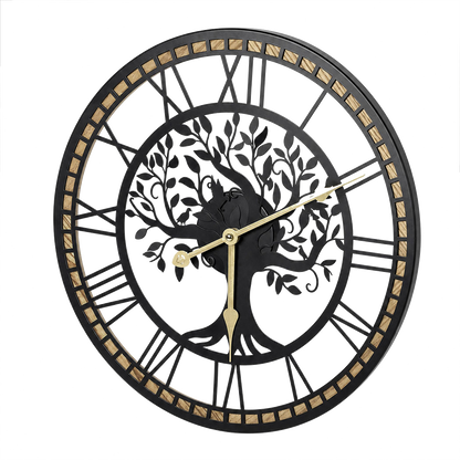 Vintage Tree Wall Clock Black 40x40x2.1cm