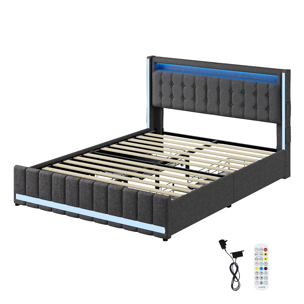 Ergonomic Queen Bed Frame  Multipurpose Use Classic Durable