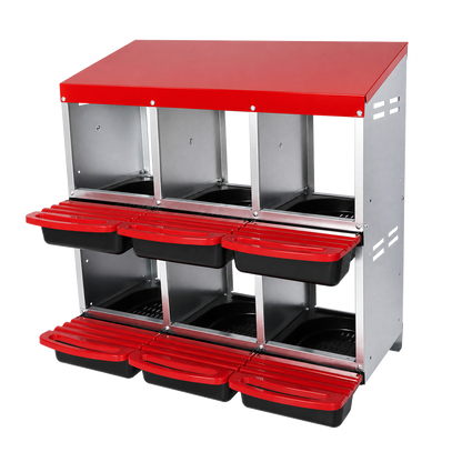 Pawz Chicken Hen Coop Hutch 6 Hole Double Layer Roll Away Lay Egg Nesting Box