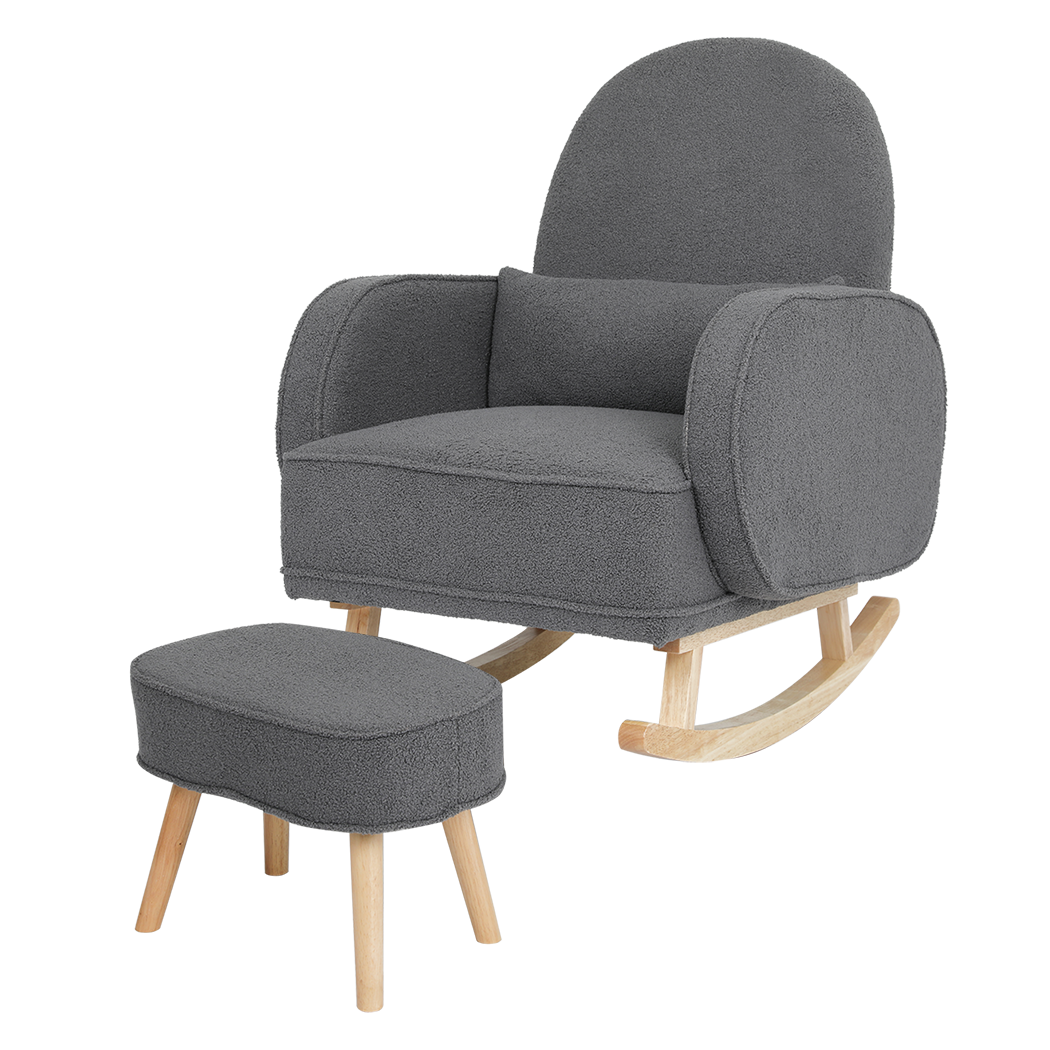 Elegant Fleece Rocking Chair with footstool  Space-Saving Design