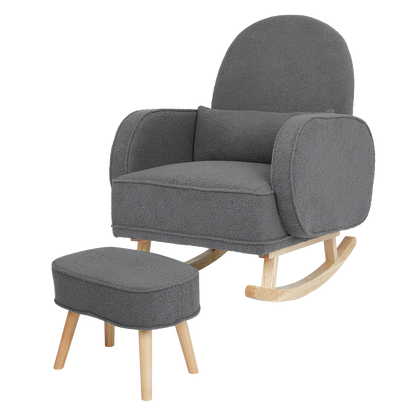 Elegant Fleece Rocking Chair with footstool  Space-Saving Design