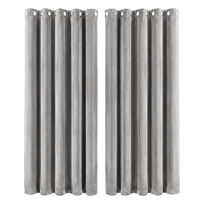 Marlow Blackout Curtains 2X Velvet Room Darkening Eyelet Curtains Decor Grey