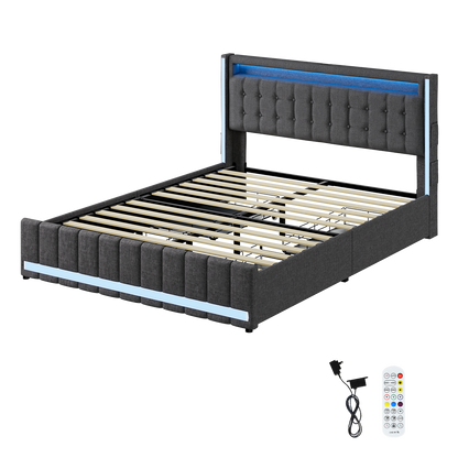 Cozy Double Bed Frame  High Back Support Classic Durable Compact