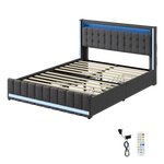 Cozy Double Bed Frame  High Back Support Classic Durable Compact