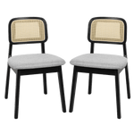 Contemporary Dining Chair Wood Rattan Armless Black x8  Space-Saving