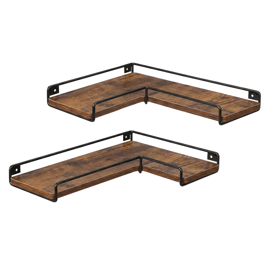 Floating Corner Wall Shelves 2pc Display Storage | HomeAndLiving