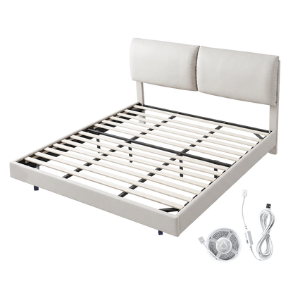 Floating Bed Frame With RGB Light 220x187x96cm