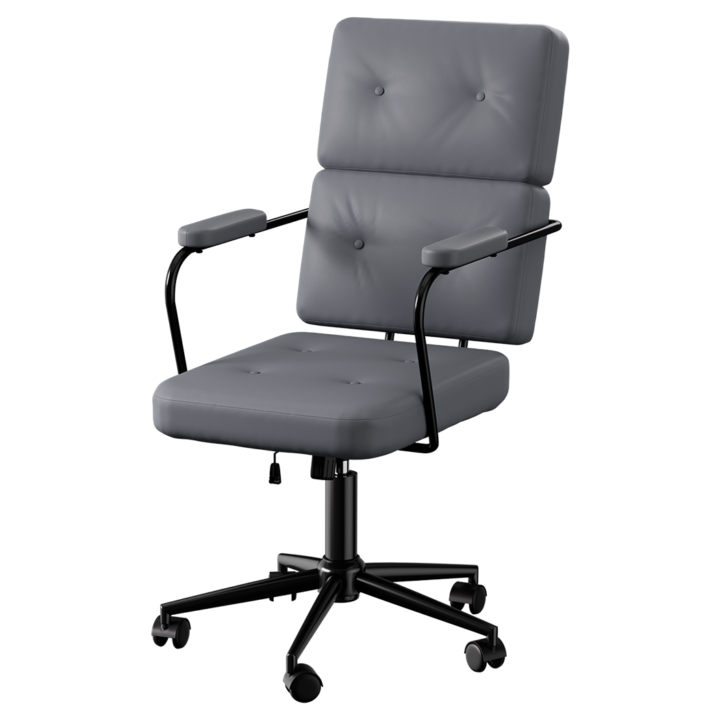 Contemporary Ergonomic Office Chair Computer PU Grey  Easy Assembly