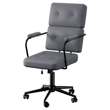 Contemporary Ergonomic Office Chair Computer PU Grey  Easy Assembly