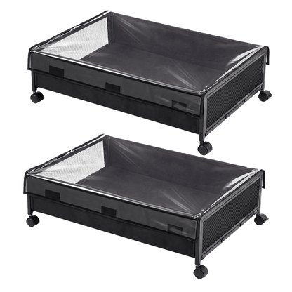 Levede 2Pcs Under Bed Storage Box Wheels Clothes Organizer Dustproof 48L