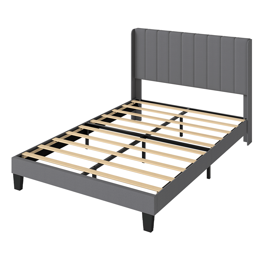 Double Bed Frame Grey Upholstered 190.7x137x103cm