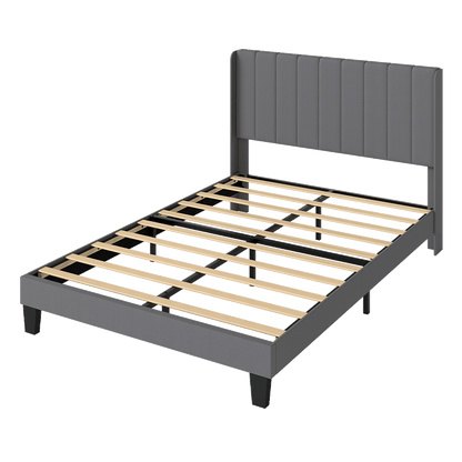 Double Bed Frame Grey Upholstered 190.7x137x103cm