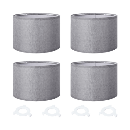 Lamp Shade Grey Linen Drum Set 26x26x18cm