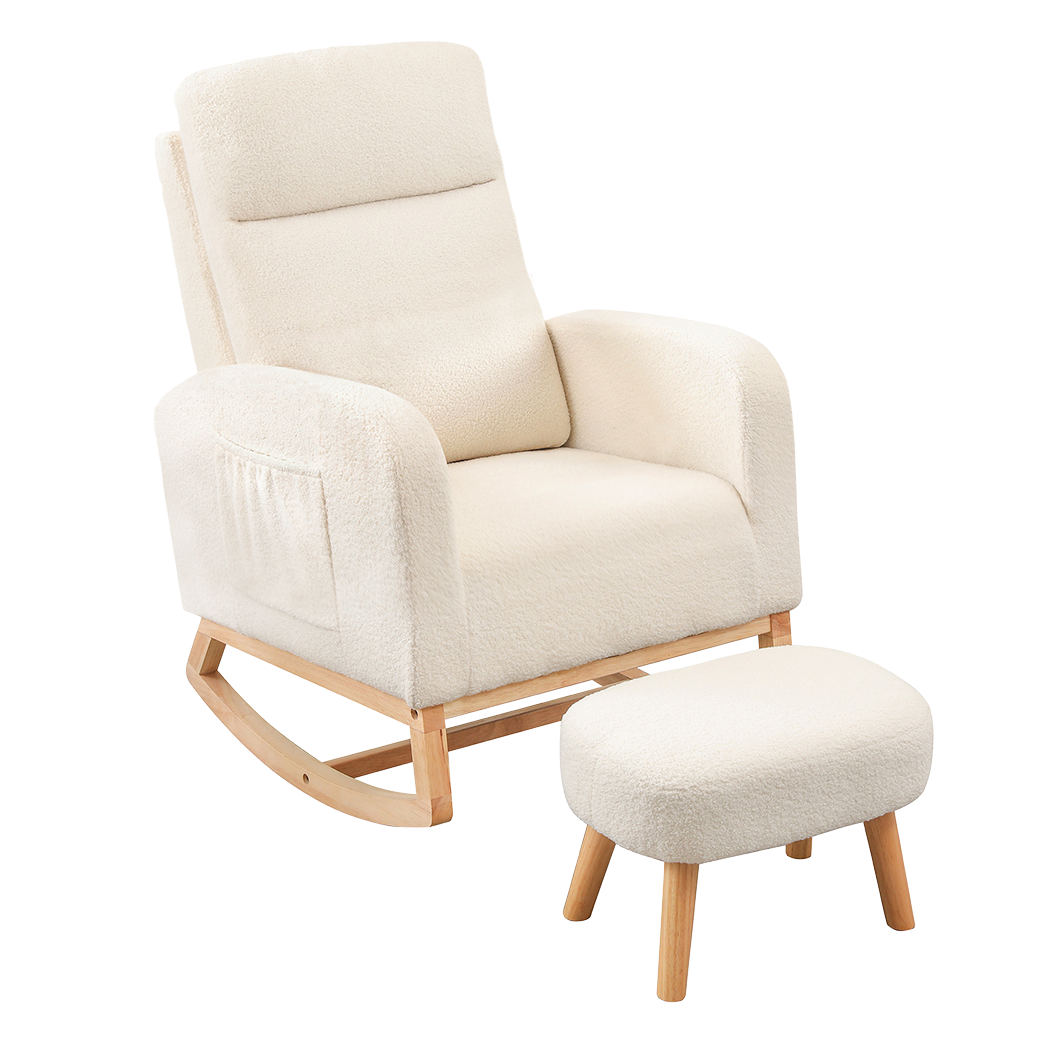 Stylish Rocking Chair Ottoman Footrest With Side Pocket  Comfortable