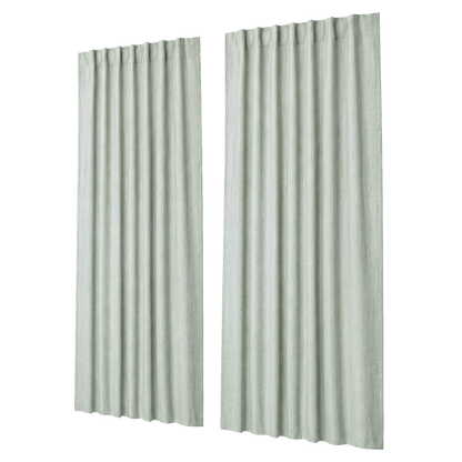 Marlow Blackout Curtains 2 Panels Thermal Linen Look Blockout Drapes  Green