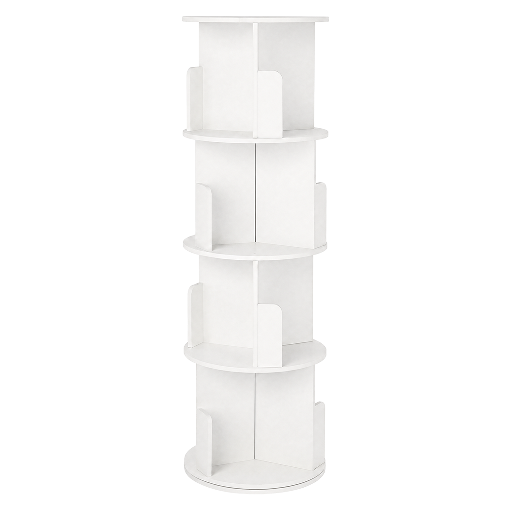Rotating Bookshelf Corner 4 Tier White
