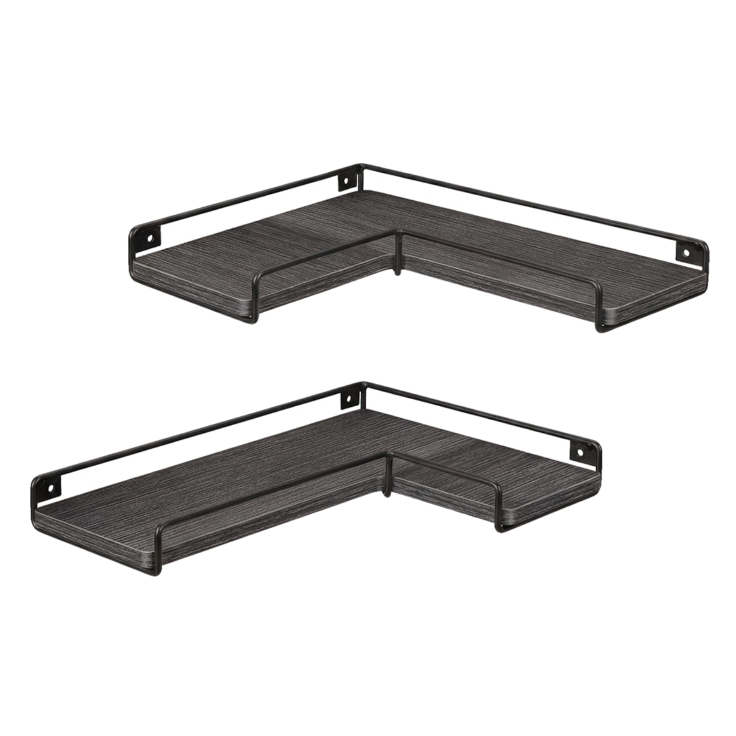 Floating Corner Wall Shelves 2 Pack Black | HomeAndLiving