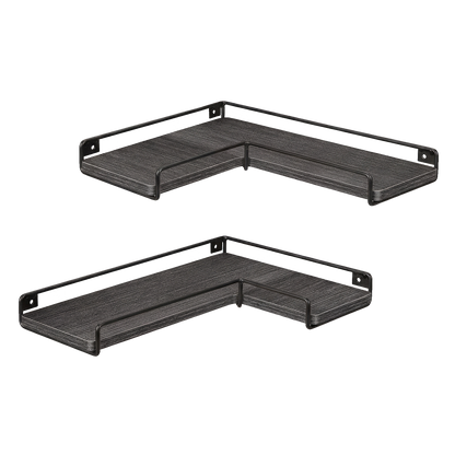 Floating Corner Wall Shelves 2 Pack Black | HomeAndLiving