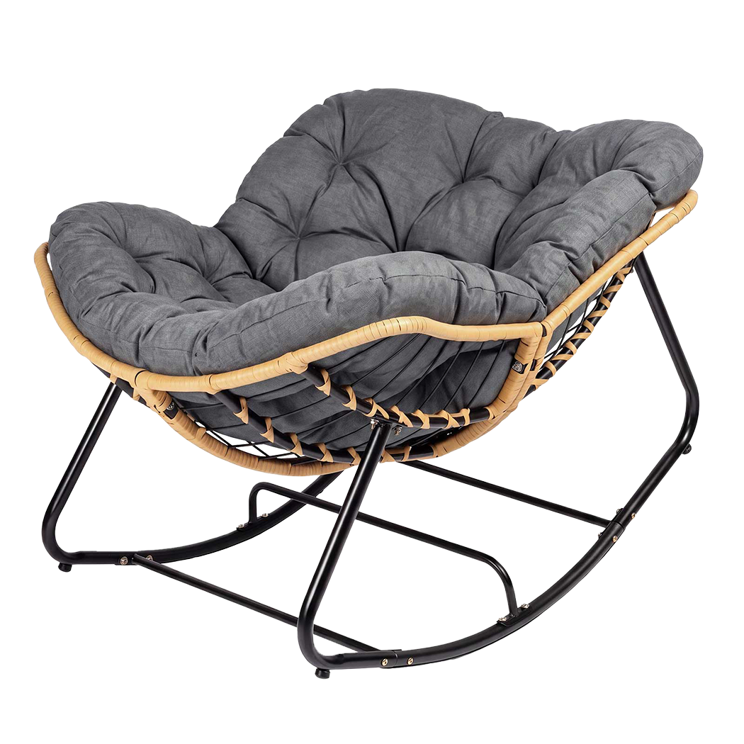 Rocking Chair Thick Cushion Grey 82x95x71cm