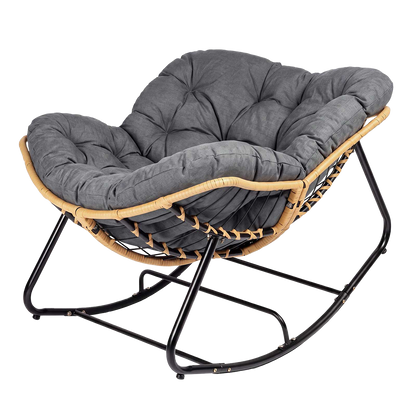 Rocking Chair Thick Cushion Grey 82x95x71cm