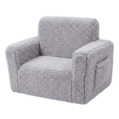 Kids Sofa Fold Out Couch Grey 59.5x43.2x43.2cm