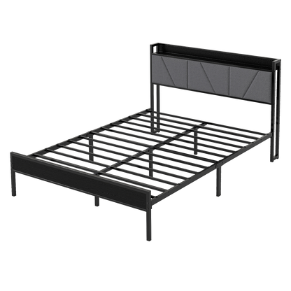 Double Bed Frame Grey Steel 190x137cm