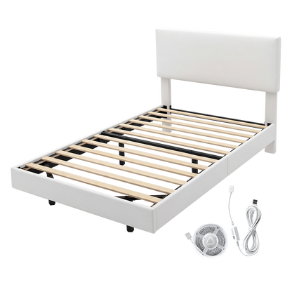 Floating Bed Frame With LED Light 196x96x96cm