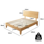 Stylish Queen Rubberwood Bed Frame  Wood Finish Classic Durable