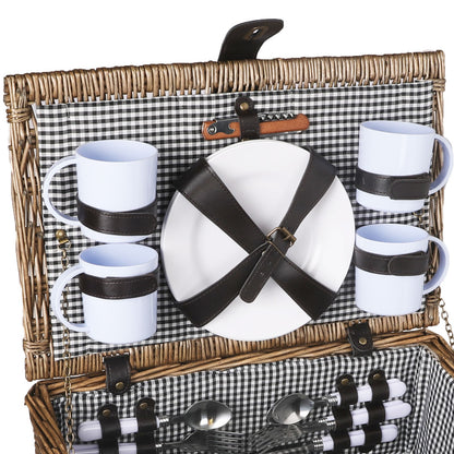 Stylish 4 Person Picnic Basket Baskets Set Outdoor