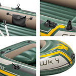 Seahawk 4 Inflatable Boat Set 4-Person Fishing Raft Oars Pump