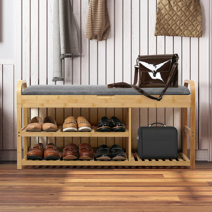 Bamboo Shoe Rack Bench 82.5x30x6cm