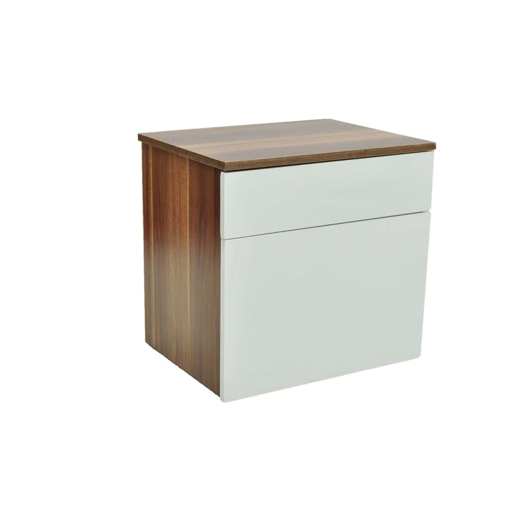 Nightstand 2 pcs with One-Drawer Brown and White
