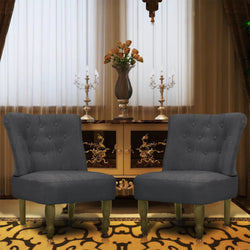 French Chairs 2 pcs Grey Fabric