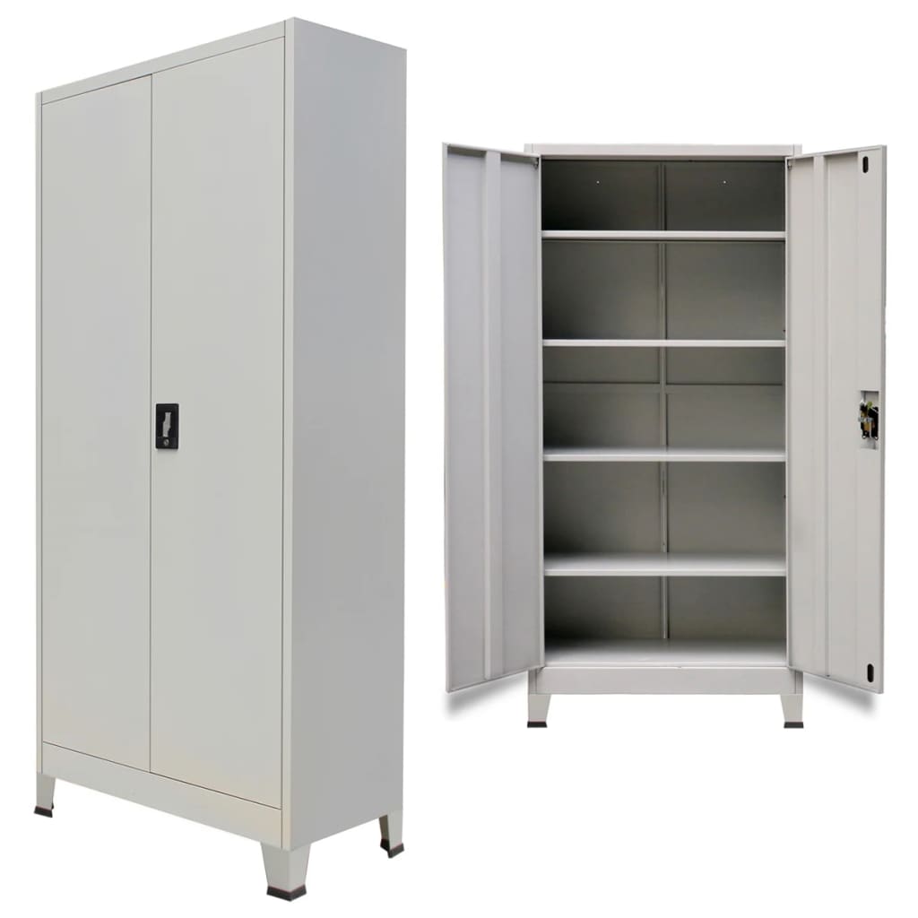 Office Cabinet with 2 Doors Steel Grey
