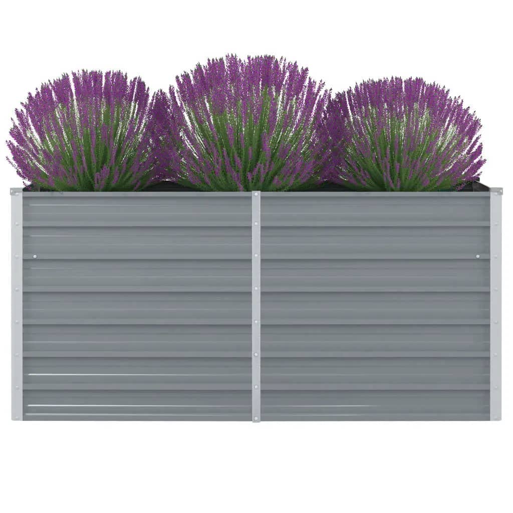 Raised Garden Bed Galvanised Steel Grey - 160×80×77cm